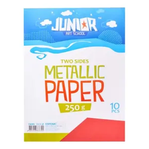 JUNIOR-ST - Dekorační papír A4 10 ks červený metallic 250 g