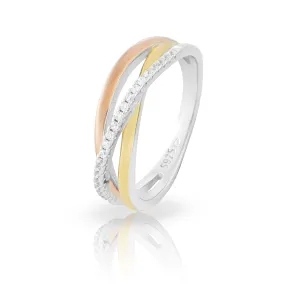 JVD Elegantní stříbrný tricolor prsten se zirkony SVLR0379XH2TK 52 mm
