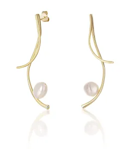 JwL Luxury Pearls Dlouhé pozlacené náušnice s pravými barokními perlami JL0682