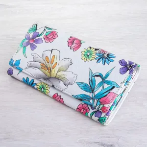 Dámská kožená peněženka s malovanými květy
