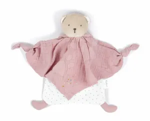 Textilní medvěd růžový Organic Cotton Doudou Bear Pink Kaloo na mazlení do postýlky 20 cm v dárkovém balení od 0 měsíců