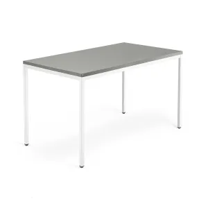 Psací stůl QBUS, 4 nohy, 1400x800 mm, bílý rám, světle šedá