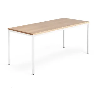Psací stůl QBUS, 4 nohy, 1800x800 mm, bílý rám, dub
