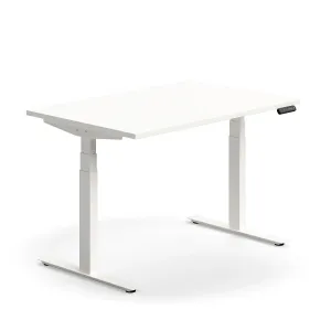 Výškově nastavitelný stůl QBUS, 1200x800 mm, bílá podnož, bílá