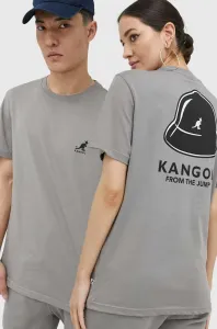 Bavlněné tričko Kangol šedá barva, s potiskem