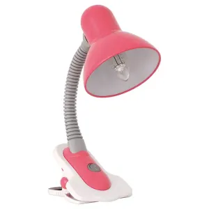 Kanlux SUZI stolní lampa růžová HR-60-PK max.1x60W E27 s klipem 07153
