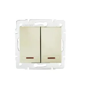Kanlux 24952 DOMO Dvojité tlačítko s LED - perleťově bílá