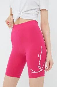 Kraťasy Karl Kani dámské, růžová barva, s aplikací, high waist, KW2210371-pink