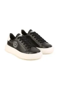 Dětské kožené sneakers boty Karl Lagerfeld černá barva #5695481