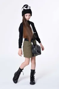 Dětská čepice s příměsí vlny Karl Lagerfeld černá barva, z husté pleteniny