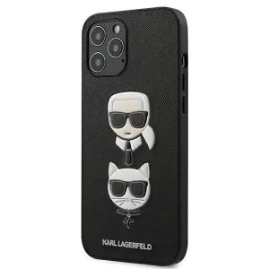 Karl Lagerfeld KLHCP12LSAKICKCBK Apple iPhone 12 Pro Max black hardcase Saffiano Ikonik Karl&Choupette Head