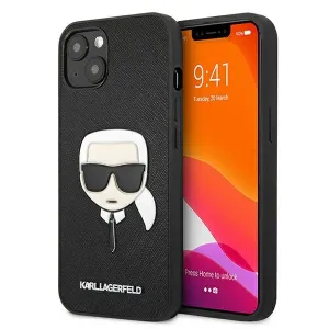 Karl Lagerfeld KLHCP13SSAKHBK Apple iPhone 13 mini black hardcase Saffiano Ikonik Karl`s Head