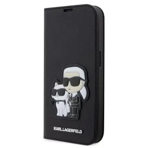 Pouzdro Book Karl Lagerfeld PU Saffiano Karl and Choupette NFT pro Apple iPhone 13 PRO MAX Black