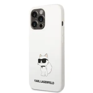 Pouzdro Karl Lagerfeld Liquid Silicone Choupette NFT zadní kryt pro Apple iPhone 13 PRO White