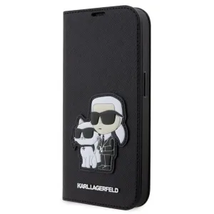 Pouzdro Book Karl Lagerfeld PU Saffiano Karl and Choupette NFT pro Apple iPhone 13 PRO Black