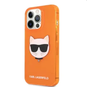 Pouzdro Karl Lagerfeld TPU Choupette Head for Apple iPhone 13 Pro, oranžové