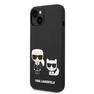 Pouzdro Karl Lagerfeld and Choupette Liquid Silicone zadní kryt pro Apple iPhone 14 PLUS Black
