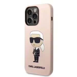 Zadní kryt Karl Lagerfeld Liquid Silicone Ikonik NFT pro Apple iPhone 14 Pro, růžové