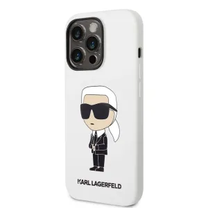 Zadní kryt Karl Lagerfeld Liquid Silicone Ikonik NFT pro Apple iPhone 14 Pro, bílé