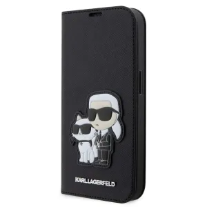 Pouzdro Book Karl Lagerfeld PU Saffiano Karl and Choupette NFT pro Apple iPhone 14 PRO Black