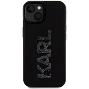 Karl Lagerfeld 3D Rubber Glitter Logo Karl Zadní Kryt pro iPhone 15 Black