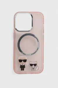 Karl Lagerfeld MagSafe Kompatibilní Kryt Karl and Choupette pro iPhone 14 Pro Pink
