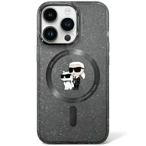 Karl Lagerfeld Karl&Choupette Glitter MagSafe pouzdro pro iPhone 11 / Xr - černé