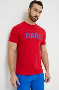 Bavlněné tričko Karl Lagerfeld červená barva, s potiskem