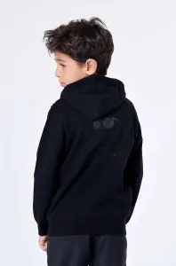 Dětská mikina Karl Lagerfeld černá barva, s kapucí, s potiskem