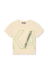 Dětské bavlněné tričko Karl Lagerfeld béžová barva, s potiskem #5684502