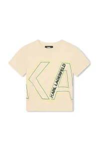 Dětské bavlněné tričko Karl Lagerfeld béžová barva, s potiskem #5684501