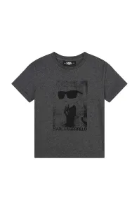 Dětské bavlněné tričko Karl Lagerfeld šedá barva, s potiskem