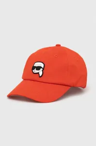 Bavlněná baseballová čepice Karl Lagerfeld oranžová barva, s aplikací