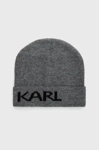 Čepice Karl Lagerfeld šedá barva, z tenké pleteniny #1958746