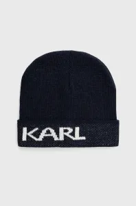 Čepice Karl Lagerfeld tmavomodrá barva, z tenké pleteniny #1958745