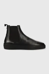 Kožené kotníkové boty Karl Lagerfeld Flint pánské, černá barva #5796943