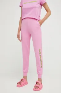 Bavlněné tepláky Karl Lagerfeld růžová barva