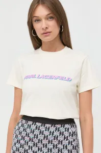 Bavlněné tričko Karl Lagerfeld béžová barva #2032199