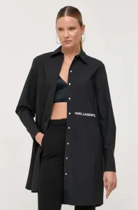 Košile Karl Lagerfeld černá barva, regular, s klasickým límcem