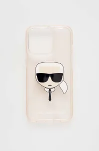 Karl Lagerfeld KLHCP13LKHTUGLGO Apple iPhone 13 Pro gold ochranný kryt Glitter Karl`s Head