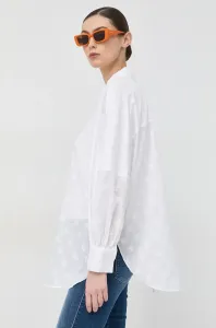 Bavlněné tričko Karl Lagerfeld bílá barva, relaxed, s klasickým límcem #4180144