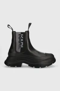 Kožené kotníkové boty Karl Lagerfeld LUNA dámské, černá barva, na platformě, KL42944F #5027014