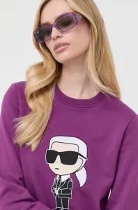 Mikina Karl Lagerfeld dámská, fialová barva, s aplikací