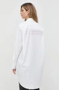 Košile Karl Lagerfeld bílá barva, relaxed, s klasickým límcem #5743444