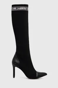 Kozačky Karl Lagerfeld PANDARA dámské, černá barva, na podpatku #5832263