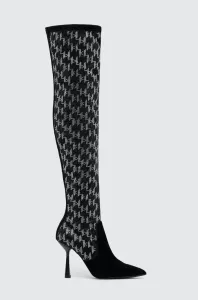 Kozačky Karl Lagerfeld PANDARA II dámské, černá barva, na podpatku, KL31386