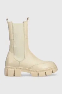 Kožené kotníkové boty Karl Lagerfeld Aria dámské, béžová barva, na platformě #5333684