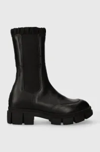 Kožené kotníkové boty Karl Lagerfeld ARIA dámské, černá barva, na platformě, KL43280F