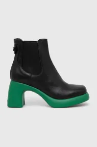 Kožené kotníkové boty Karl Lagerfeld ASTRAGON dámské, černá barva, na podpatku, KL33840 #5678428