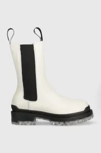 Kožené kotníkové boty Karl Lagerfeld Biker Ii dámské, bílá barva, na plochém podpatku